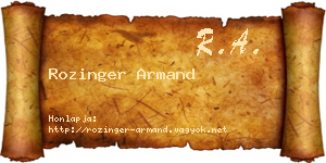 Rozinger Armand névjegykártya